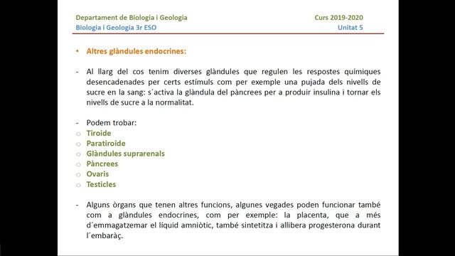 Unitat 5 - Apartat 3 - El sistema endocrí - Video explicació смотреть онлайн