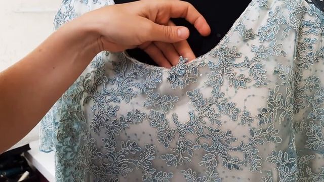 Обработка горловины кружевом.Работа с кружевами. смотреть онлайн