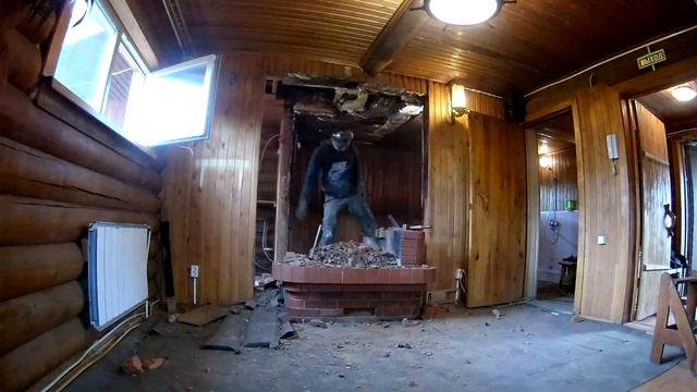 ТаймЛапс демонтаж банной печи с камином. смотреть онлайн