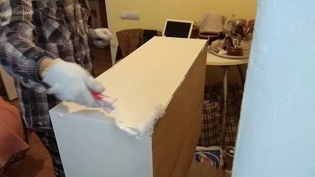 Покраска б/у кухонного шкафчика с ДСП 2 этап смотреть онлайн