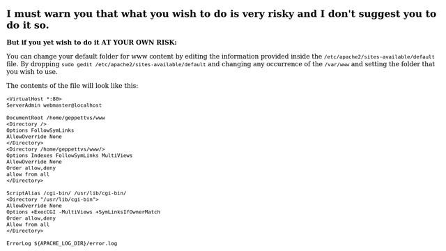 How to redirect apache /var/www to the home directory and access all the directories and files... смотреть онлайн