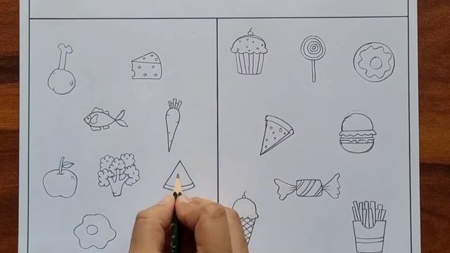 How to draw healthy and unhealthy food drawing easy steps / Junk Food смотреть онлайн