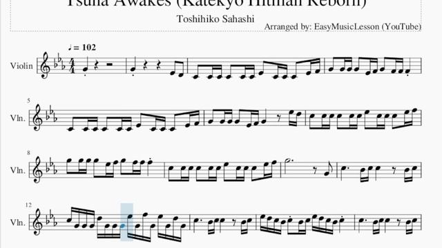 Violin Sheet Music: How to play Tsuna Awakes (Katekyo Hitman Reborn) by Toshihiko Sahashi смотреть онлайн