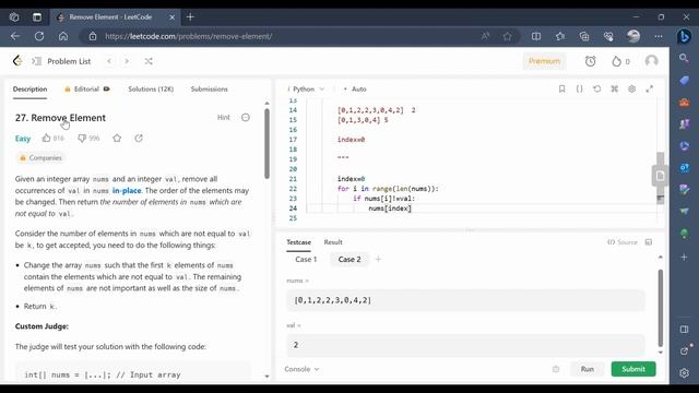 27.Remove Element - LeetCode - Python смотреть онлайн