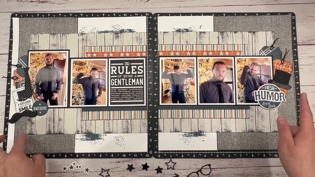 Masculine 2 Page Scrapbook Layout Idea | Hey Handsome | Easy to Make Your Own Backgrounds смотреть онлайн