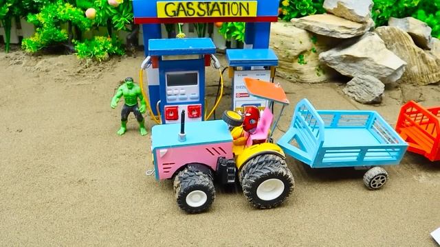Diy Tractor Making Mini Trains Transporting Gasoline & Build Bridge | Mini Traffic Lights For Train
