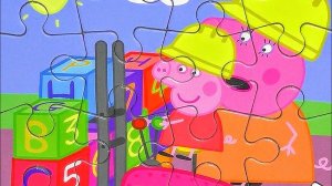 Свинка Пеппа и мама Свинка собирают кубики. Пазлы для детей из мультика Свинка Пеппа. Peppa Pig.