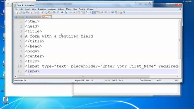HTML5: Form Validation using required field смотреть онлайн