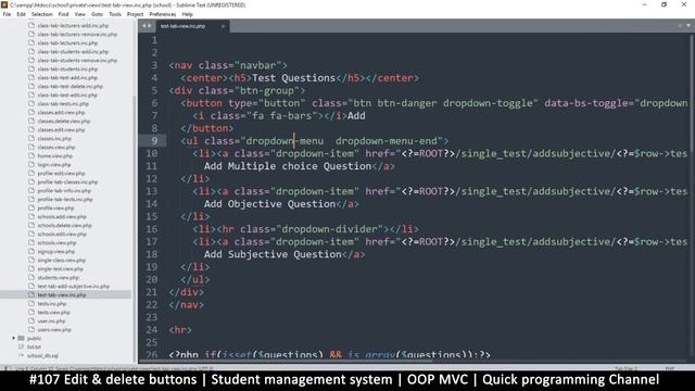 #107 Edit & delete buttons | Student management system in PHP | OOP MVC | Quick programming tutoria смотреть онлайн