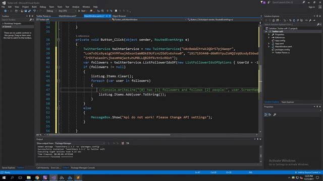 Twitter API TweetSharp c# Твиттер АПИ создаем парсер смотреть онлайн