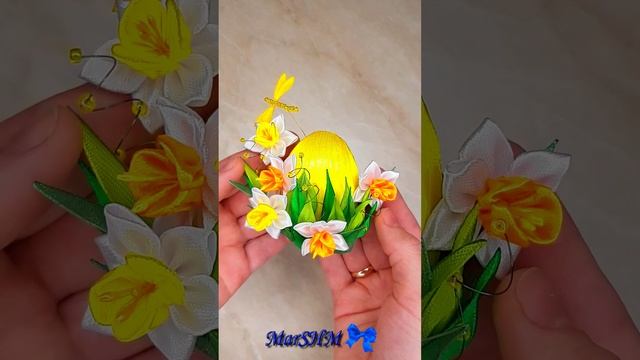 Делаю их сотнями! Декоративные Пасхальные яйца своими руками канзаши мк #Shorts смотреть онлайн