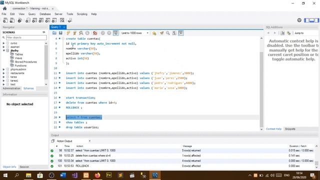 ROLLBACK EN MYSQL CON WORKBENCH / TRANSACCIONES смотреть онлайн