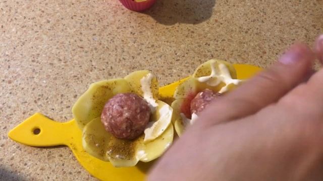 Картофельный цветок с мясом 