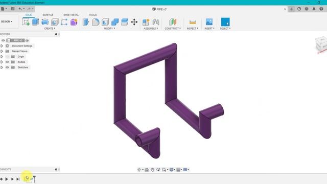 FUSION 360 How to use the PIPE and 3D SKETCH feature to create COMPLEX designs......the easy way!! смотреть онлайн