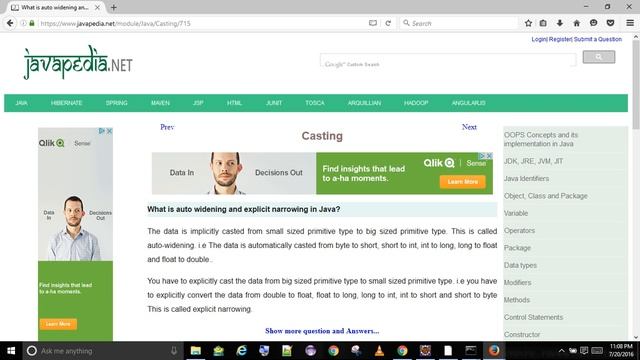 What is auto widening and explicit narrowing in Java?
| javapedia.net смотреть онлайн