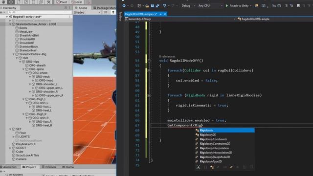 Unity Tutorial: How to trigger a ragdoll on impact using C# смотреть онлайн