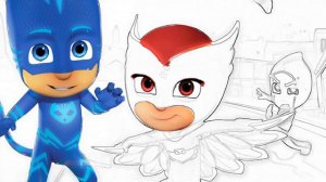 Раскрашиваем Герои в Масках Кэтбой Аллет Гекко Волшебная Раскраска для детей