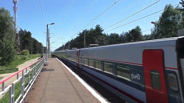 Электровоз ЭП20-005 (ТЧЭ-6) со скоростным поездом Talgo 250 "Стриж" №701Н Нижний Новгород - Москва. смотреть онлайн