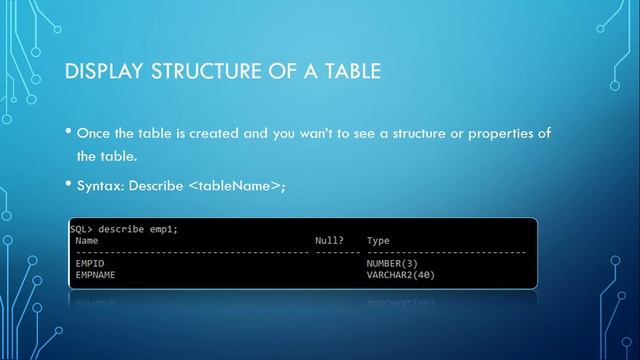Display Structure of a Table Using Describe Command,SQL Basics Tutorial 4 смотреть онлайн