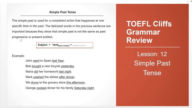 TOEFL CLIFFS GRAMMAR : PAST SIMPLE TENSE _ Khmer Explanation смотреть онлайн