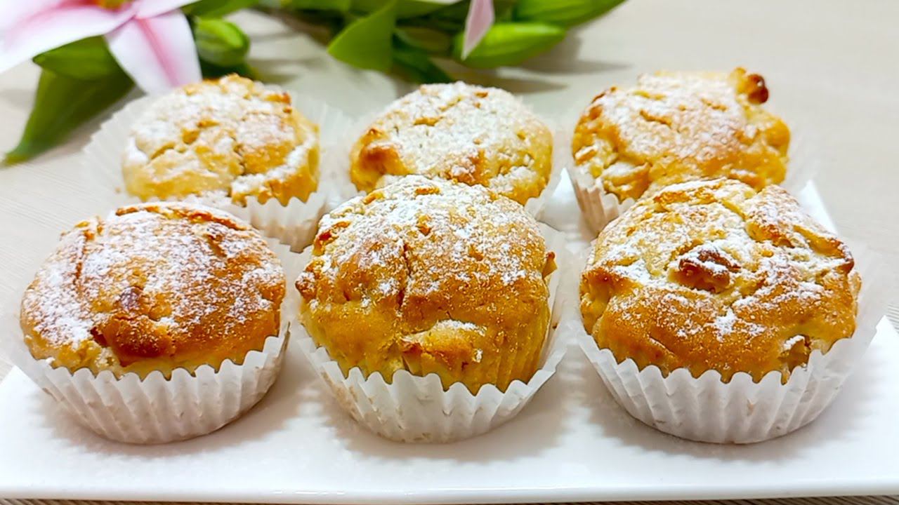 Вкуснее чем шарлотка! Очень пышные и нежные кексы с яблоками ! смотреть онлайн