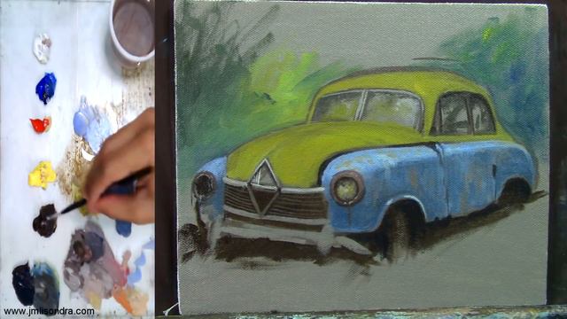 How to Paint Realistic Old Rustic Vintage Car in Acrylics смотреть онлайн