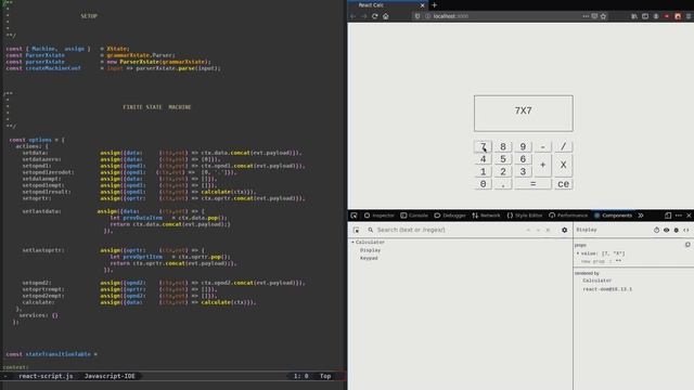 React JS / Xstate Calculator ( state transition table ) смотреть онлайн