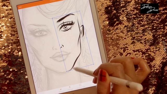 Vector Fashion Illustration on Ipad pro with Adobe Draw смотреть онлайн