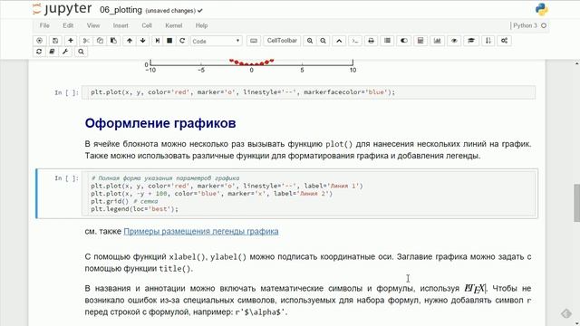 Основы построения графиков в Matplotlib смотреть онлайн