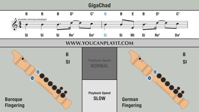 Gigachad Meme Song - Recorder Flute Tutorial смотреть онлайн