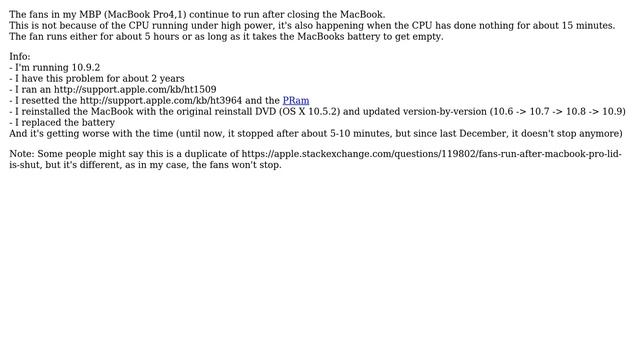 Apple: MacBook Pro Early 2008 Fan Running While In Standby