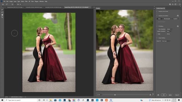Removing an object with Photoshop. Content aware fill. Editing a prom photo. смотреть онлайн