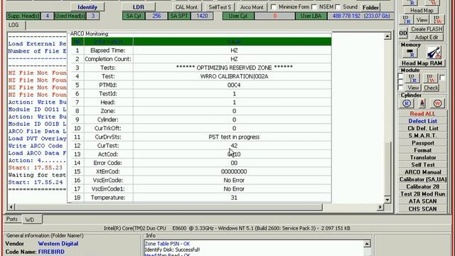 FIREBIRD - Auto Calibrate head (SA - System Area) and write module Western Digital Hdd смотреть онлайн