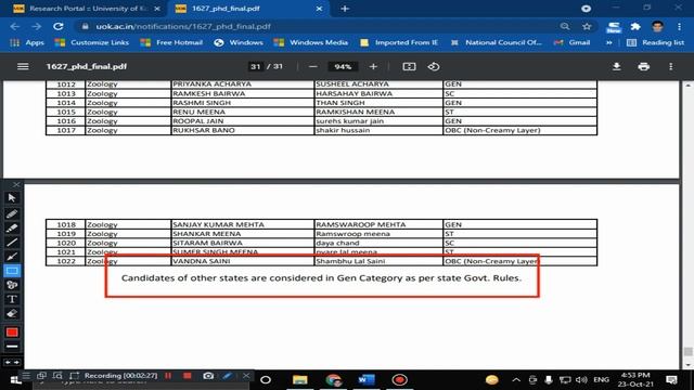 KOTA UNIVERSITY RET 2021 LIST OF ELIGIBILITY CANDIDATES FOR Ph.D. INTERVIEW & REVISED SCHEDULE смотреть онлайн