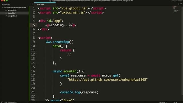 Show loader on Ajax Vue JS смотреть онлайн