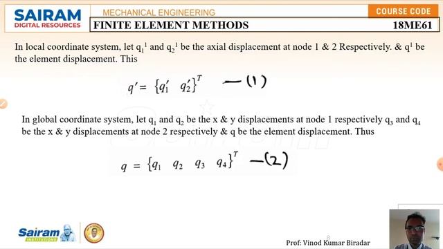 Lecture Video 8_18ME61_Module 2_Truss, assumptions & derivation of ESM of Truss _Vinod Biradar смотреть онлайн