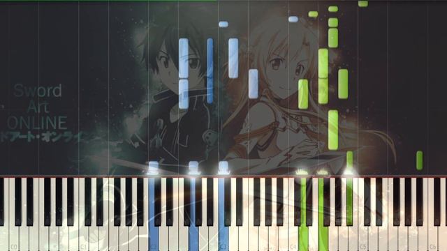 [Sword Art Online] OP 1 crossing field Piano Synthesia Tutorial смотреть онлайн