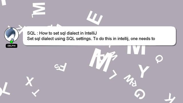 SQL : How to set sql dialect in IntelliJ смотреть онлайн
