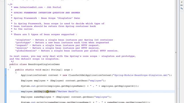 SPRING FRAMEWORK SINGLETON BEAN SCOPE DEMO смотреть онлайн