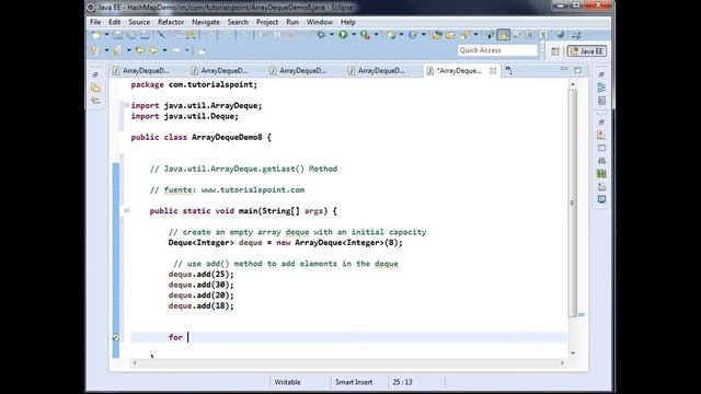 Java util ArrayDeque getLast Method смотреть онлайн