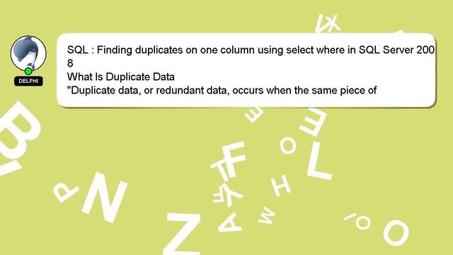 SQL : Finding duplicates on one column using select where in SQL Server 2008 смотреть онлайн