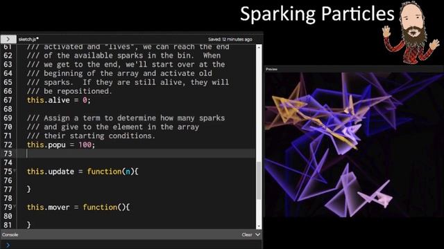 p5.js Tutorial - Make a Mover with Sparks смотреть онлайн