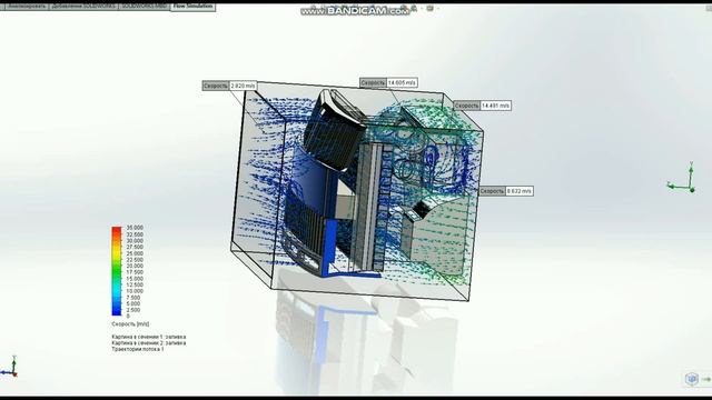 Сетка в бампере 10 и 100 км/ч поток воздуха в SolidWorks смотреть онлайн