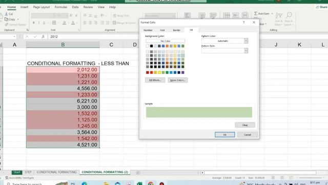 Excel Conditional Formatting LESS THAN VALUE Chap 1 1c смотреть онлайн