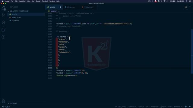 Javascript ile En çok Kullanılan Array Fonksiyonları #1 - find, findIndex, indexOf, filter, map смотреть онлайн
