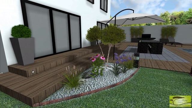 3D Evasion Paysage - Terrasse Ipé et dallage Vue de jour смотреть онлайн