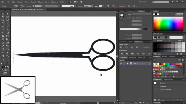 How To Draw SCISSORS - Adobe Illustrator Tutorial смотреть онлайн