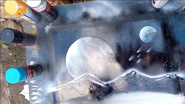 Картина баллончиками! Рисуем космос. Spray Art!