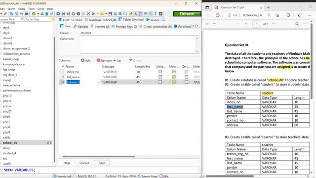 Task 1 - Using MySQL Workbench Software or HediSQL Software to create a table in the database. смотреть онлайн