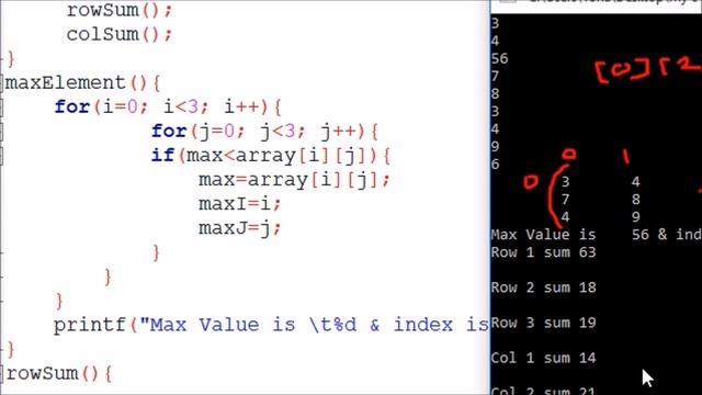 19.Function 2 || How to find max value and index in 2D array using function || C programming смотреть онлайн